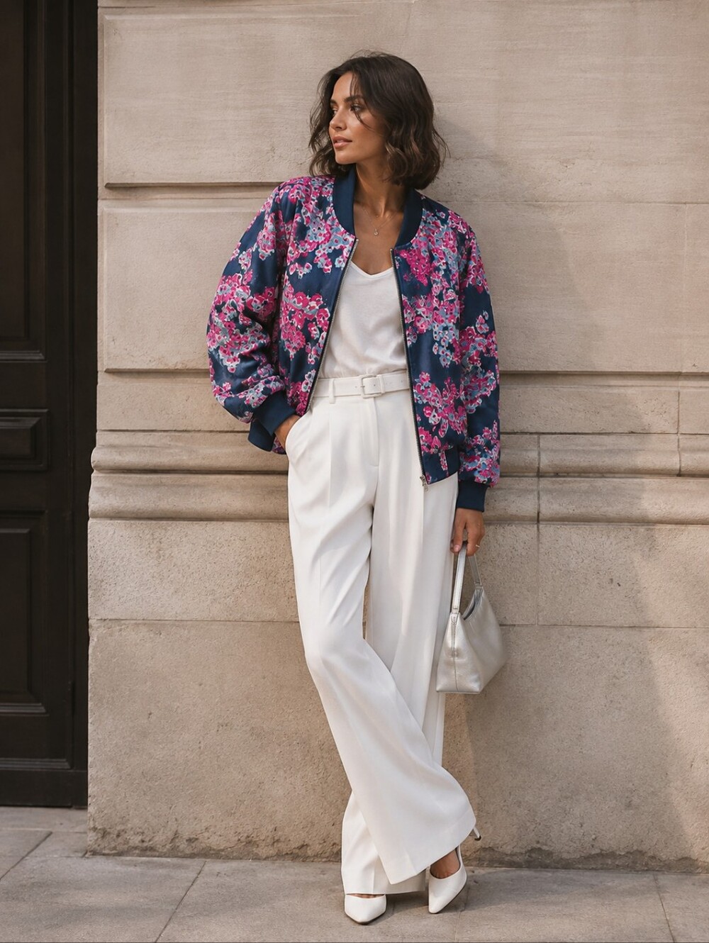 JASON WU Bomber Jacket Floral‎ 3X Pink Zip Front Women’s Lightweight Pockets